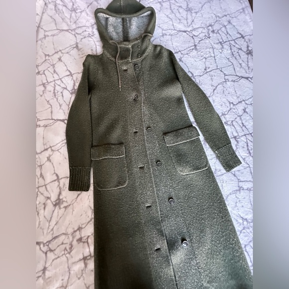 VTG Polo Jeans Co. Ralph Lauren Coat Small Wool Blend Hooded, Y2K, Olive Green - Picture 5 of 13